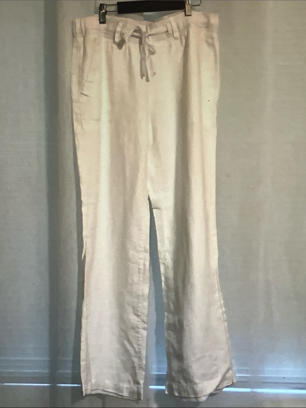 Tommy Hilfiger White Wide-Leg Linen Drawstring Pants